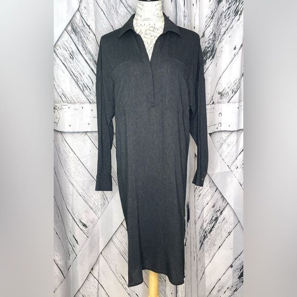 James Perse Shirt Dress Gray Wool Blend Long Sleeve Size M (2) - Picture 1 of 10